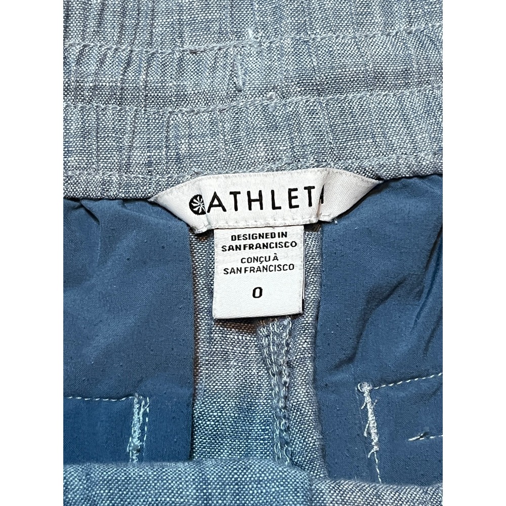 Athleta Linen Pants Women Size 0 Blue Wide Leg Elastic Waist Drawstring Pull On - Picture 8 of 12